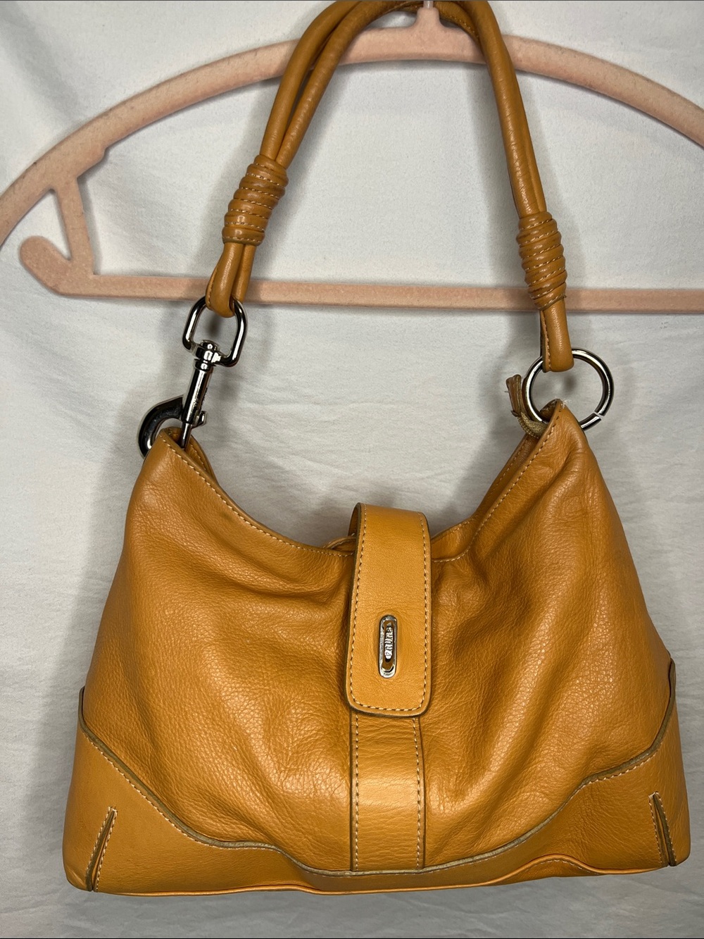 Prune Camel Color Leather Shoulder Bag
